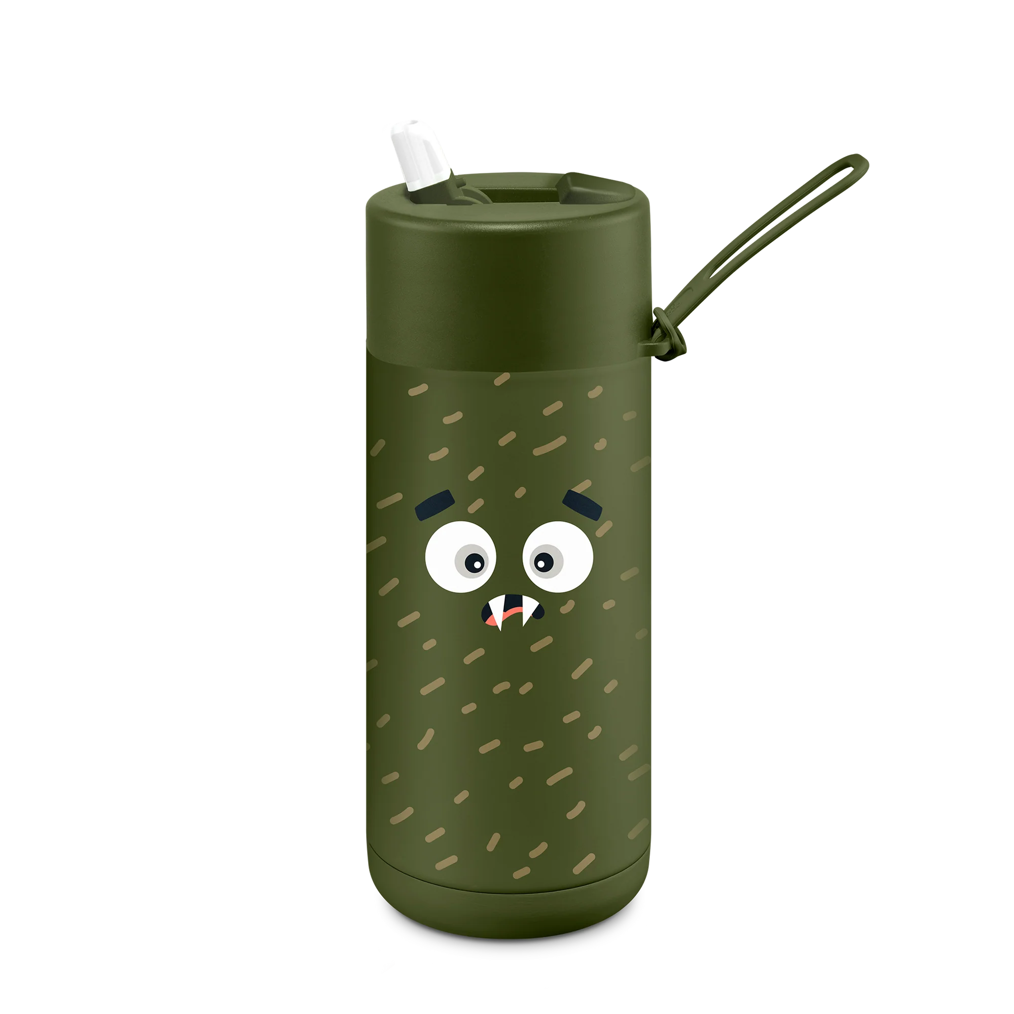 Frank Green Frankster Kids 16oz/475ml Ceramic Reusable Flip Straw Bottle -  Khaki Scout