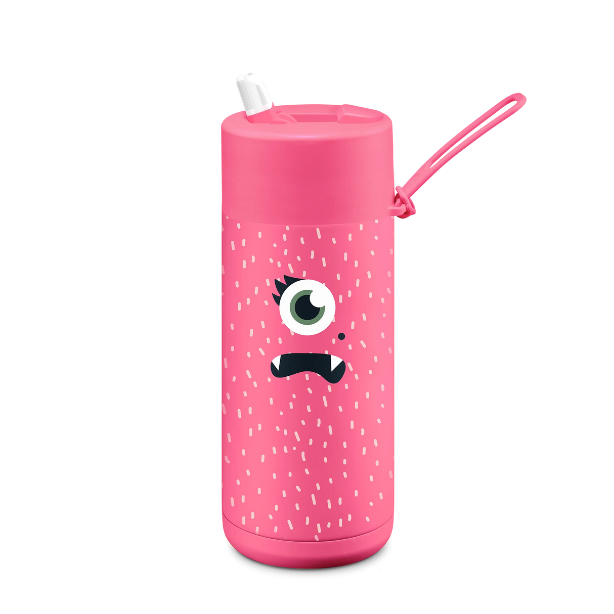 Frank Green Frankster Kids 16oz/475ml Ceramic Reusable Flip Straw Bottle - Neon Pink Piper