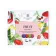 Whitaker's Fruit Creams chocolate box with colorful fruit illustrations on a white background