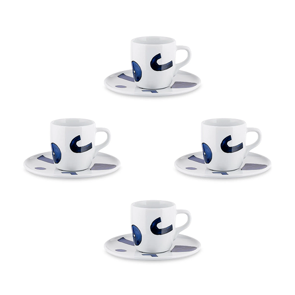 Alessi Itsumo Yunoki ware Set of 4pcs Espresso Cups with Saucer