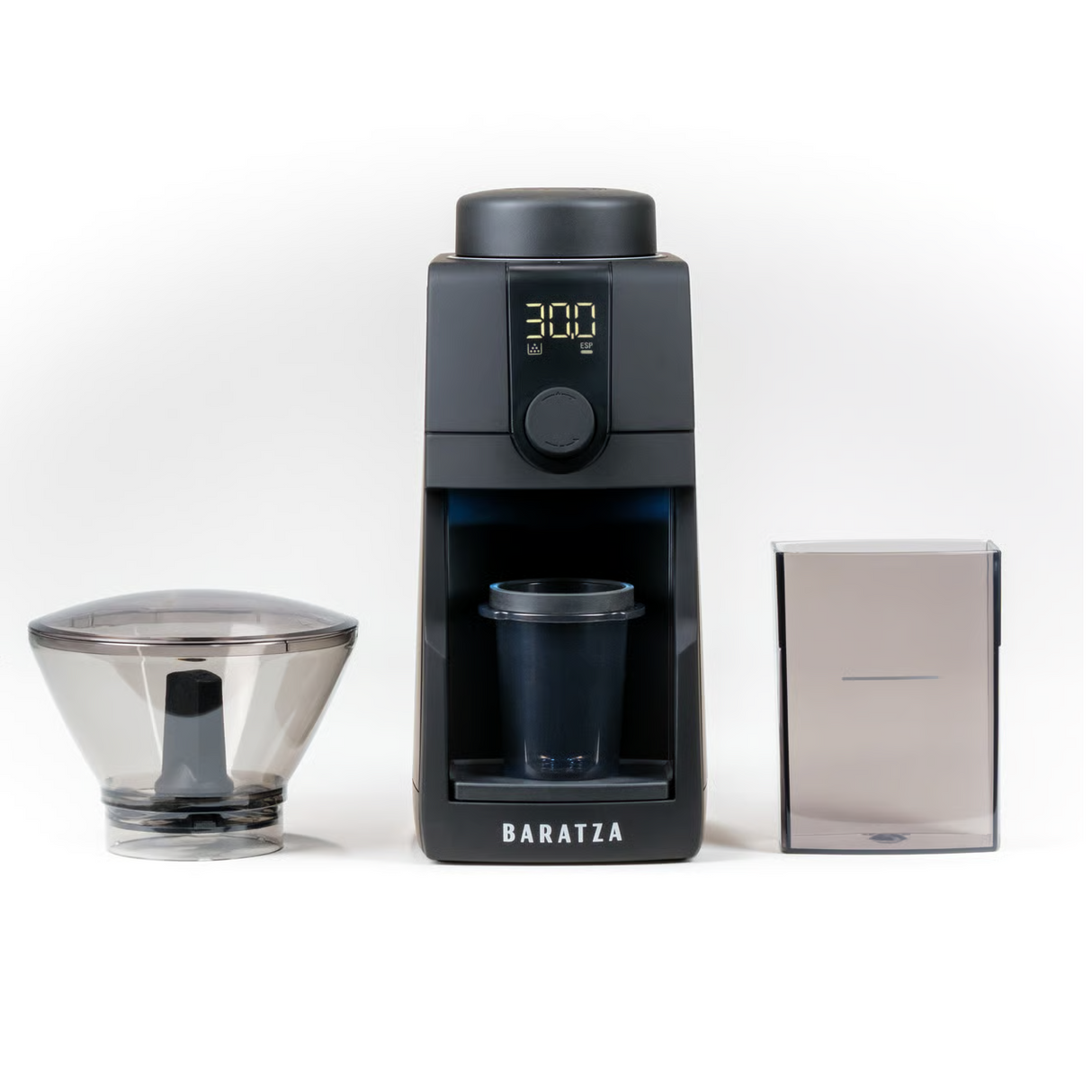 Baratza coffee grinder with accessories on a white background