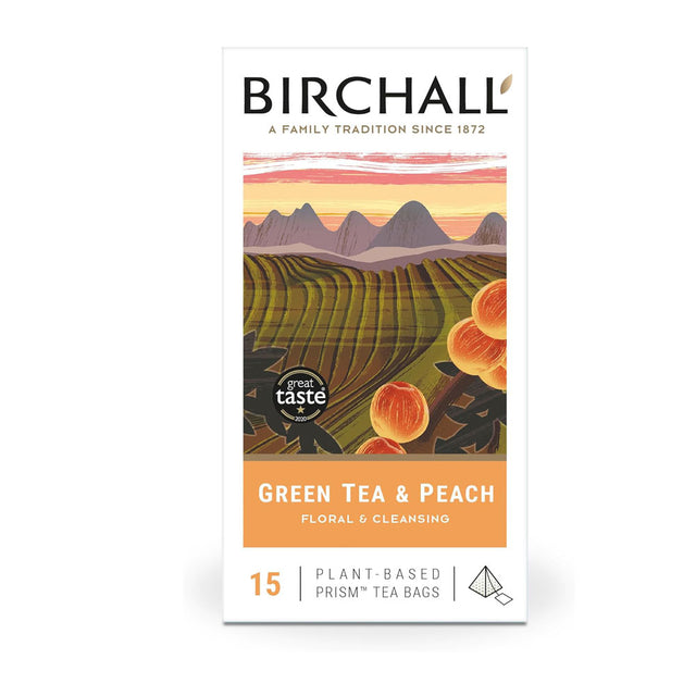 Birchall Plant-Based Prism Tea Bags 15pcs - Green Tea & Peach
