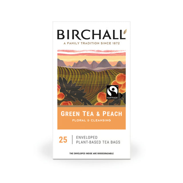 Birchall Enveloped Tea Bags 25pcs - Green Tea & Peach