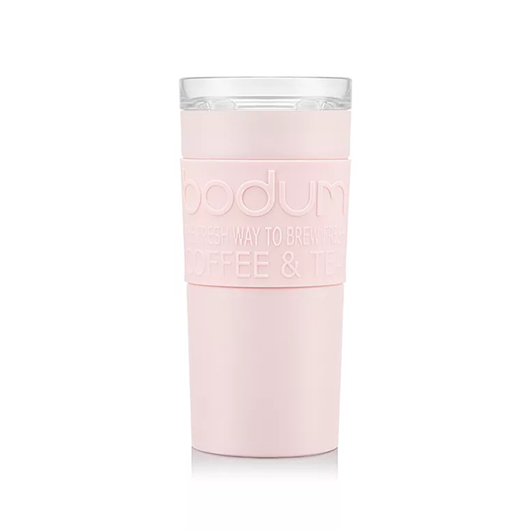 Bodum Stainless Steel Travel Mug 0.35L / 12oz. with Clear Lid - Strawberry