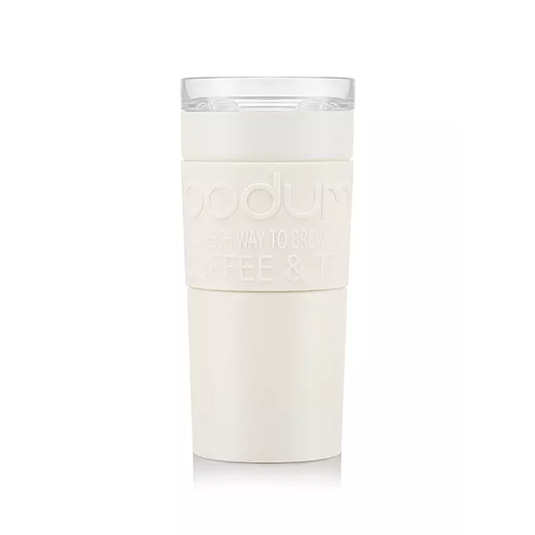 Bodum Stainless Steel Travel Mug 0.35L / 12oz. with Clear Lid - Off White