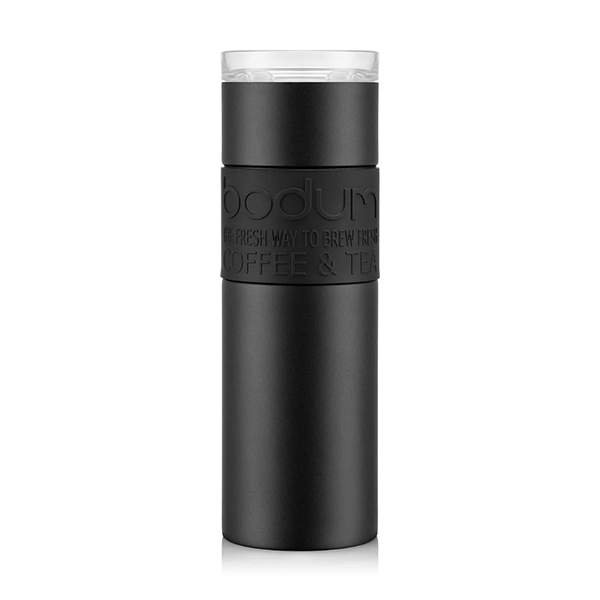 Bodum Stainless Steel Travel Mug 0.6L / 20oz. with Clear Lid - Black