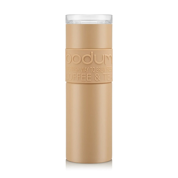 Bodum Stainless Steel Travel Mug 0.6L / 20oz. with Clear Lid - Iced Vanilla Latte