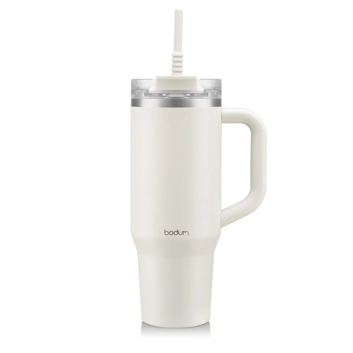 Bodum Travel Mug with Handle & Silicone Straw, 1.2l / 40oz in Belly Band - White