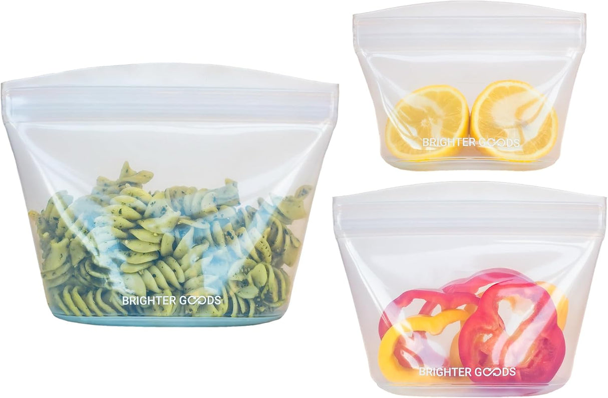 Brighter Goods Reusable Silicone Food Bags, 3-Pack - Clear