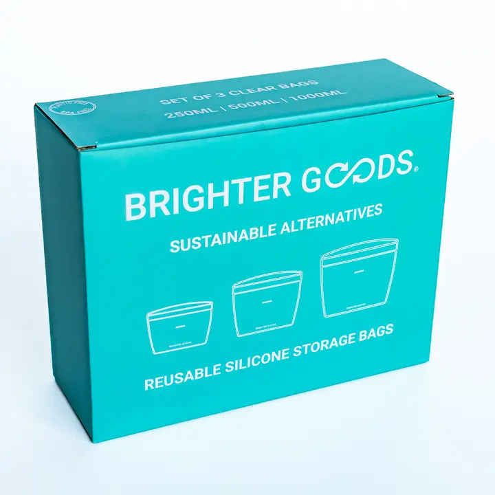 Brighter Goods Reusable Silicone Food Bags, 3-Pack - Clear