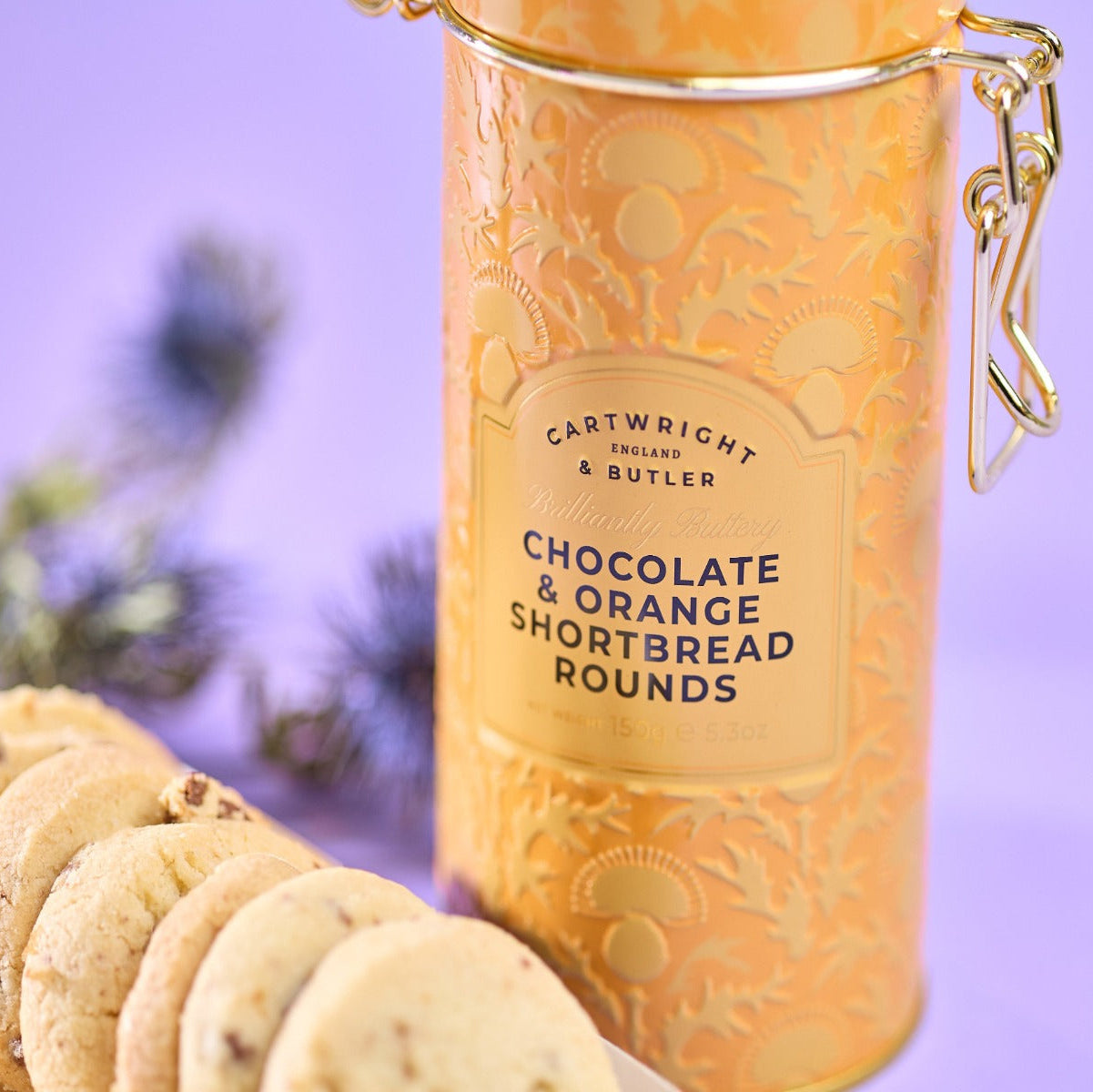 Cartwright & Butler Chocolate & Orange Shortbread Rounds in Tin