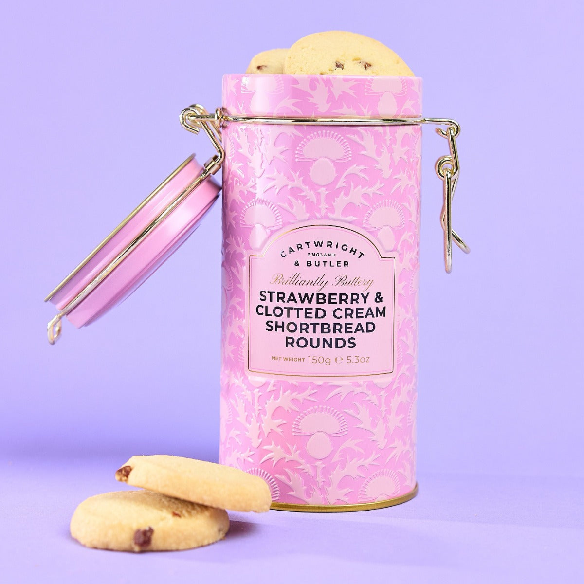 Cartwright & Butler Strawberry and Clotted Cream Shortbreads in Tin