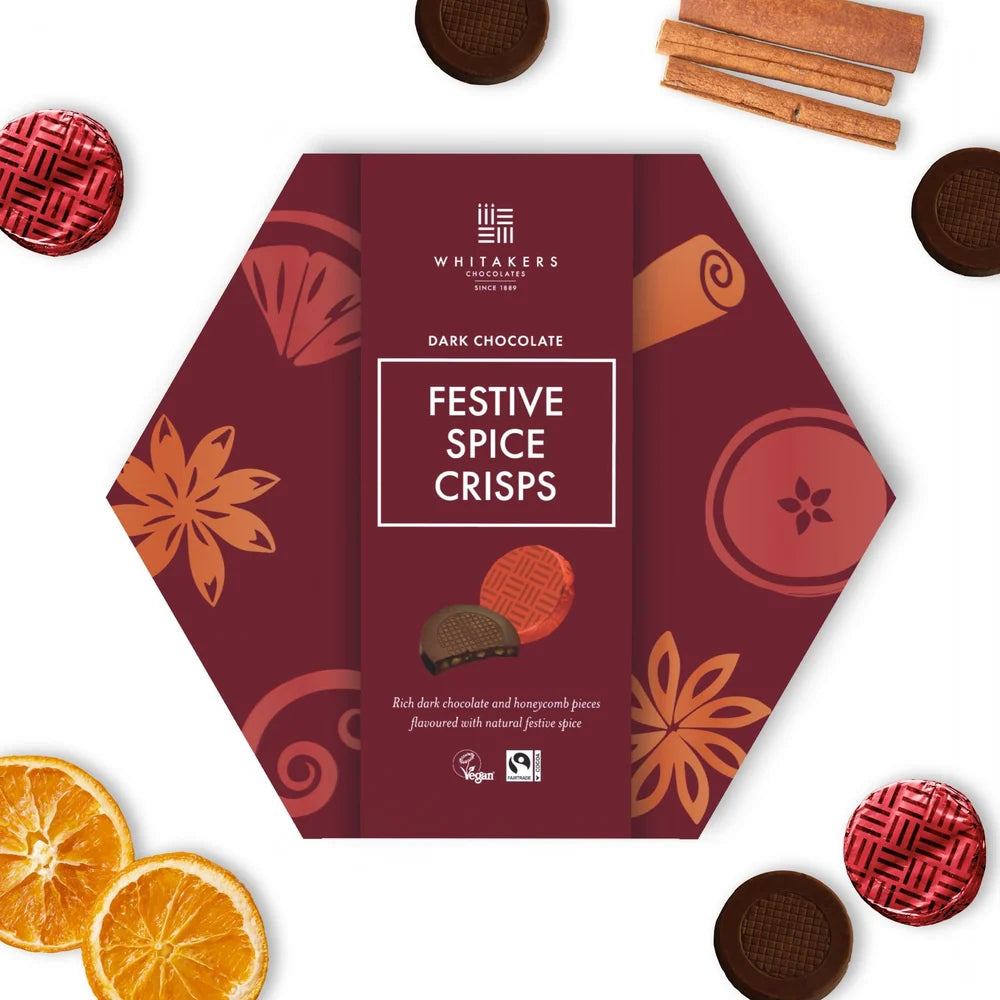 Whitakers Dark Chocolate Festive Spice Honeycomb Crisps 165g