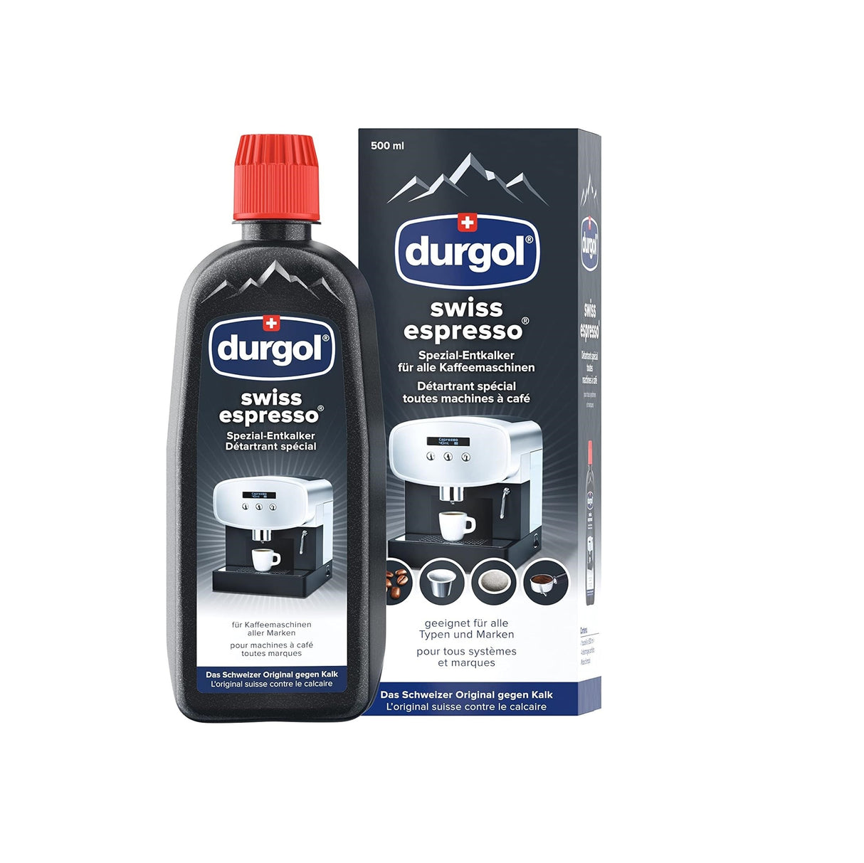 Durgol Descaler for Coffee Machines, Swiss Espresso Special Descaler Liquid Compatible with All Coffee Makers, 500ml