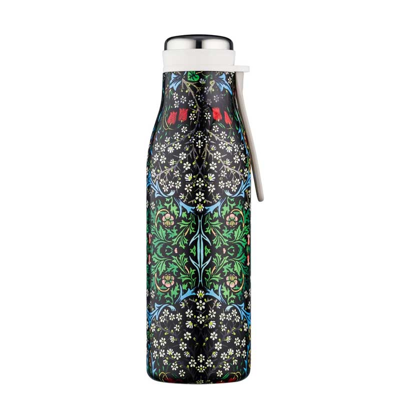 Ecoffee Cup 17oz 500ml William Morris Environmentally Friendly Reusable Hot/Cold Vacuum Bottle, Blackthorn