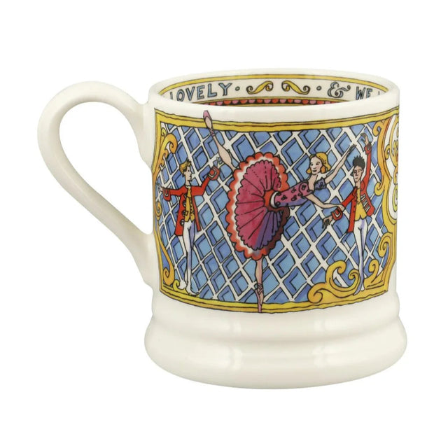Decorative mug with colorful pattern on a white background