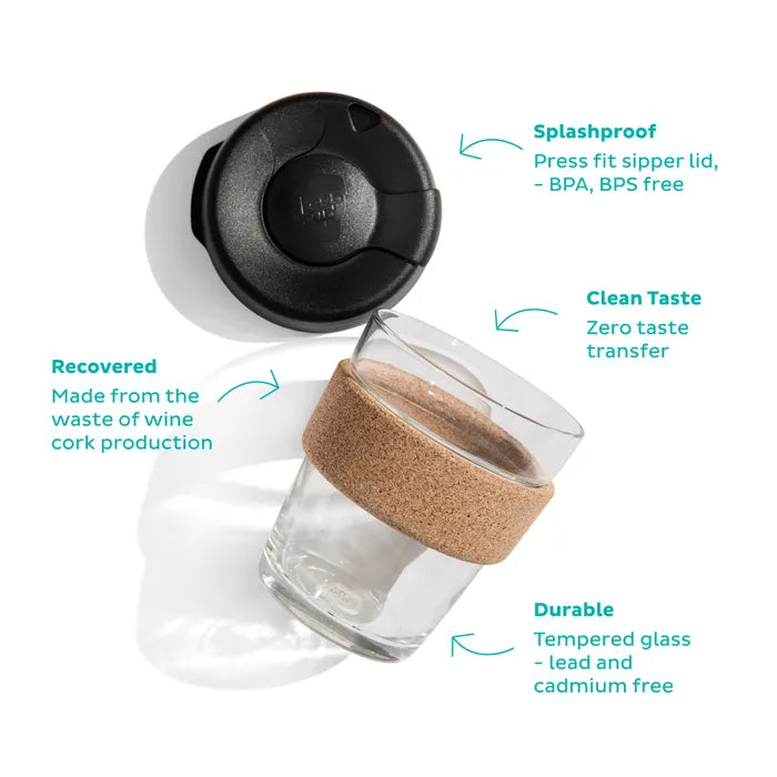 KeepCup Brew Cork Glass Reusable Coffee Cup M 12oz/340ml - Frappe Bronze