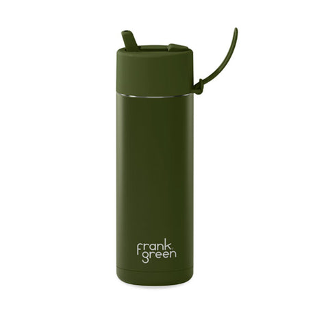 Frank Green 20oz/595ml Ceramic Reusable Bottle with Flip Straw - Khaki