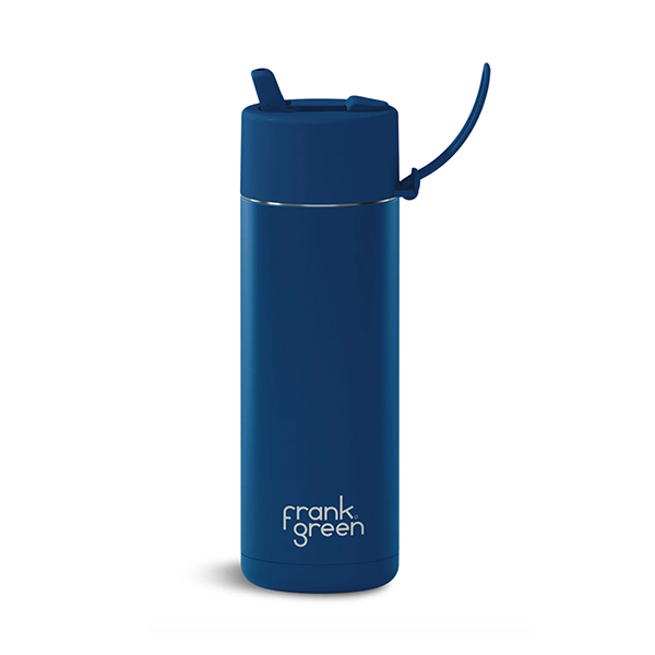 Frank Green 20oz/595ml Ceramic Reusable Bottle with Flip Straw - Deep Ocean