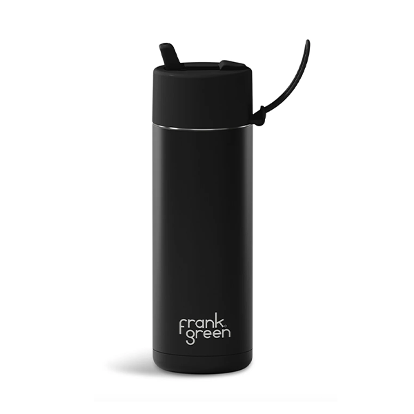 Frank Green 20oz/595ml Stainless Steel Ceramic Reusable Bottle with Flip Straw - Midnight