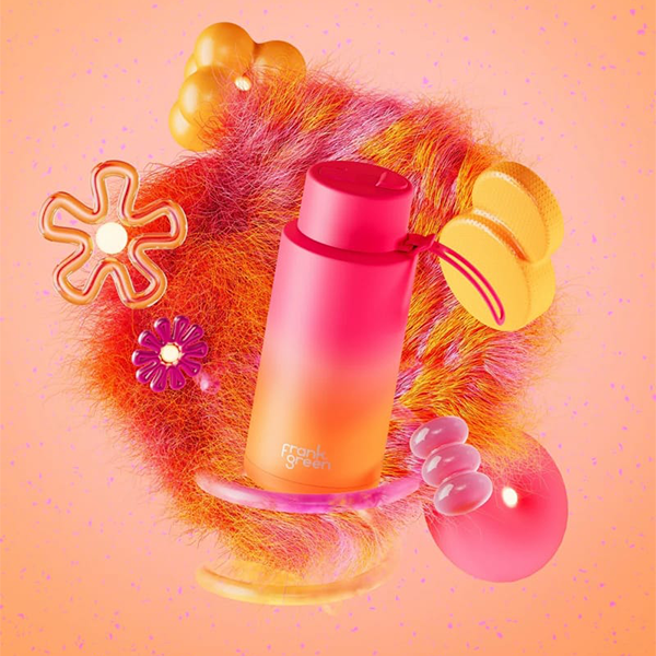 Frank Green 34oz/1005ml Ceramic Reusable Straw Bottle - Summer Sunset