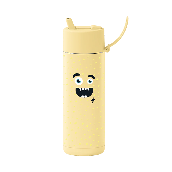 Frank Green Frankster Kids 20oz/595ml Ceramic Reusable Flip Straw Bottle - Buttermilk - Splash