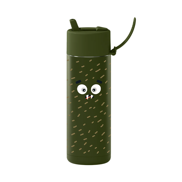 Frank Green Frankster Kids 20oz/595ml Ceramic Reusable Flip Straw Bottle - Khaki - Scout
