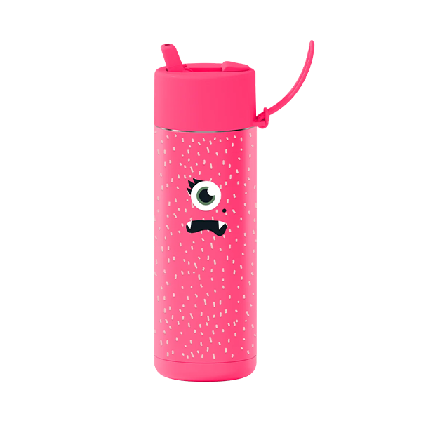Frank Green Frankster Kids 20oz/595ml Ceramic Reusable Flip Straw Bottle - Neon Pink Piper