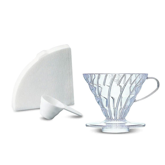 Hario V60 Coffee Dripper Plastic Size 02 & 40 Filter Papers Set - Transparent