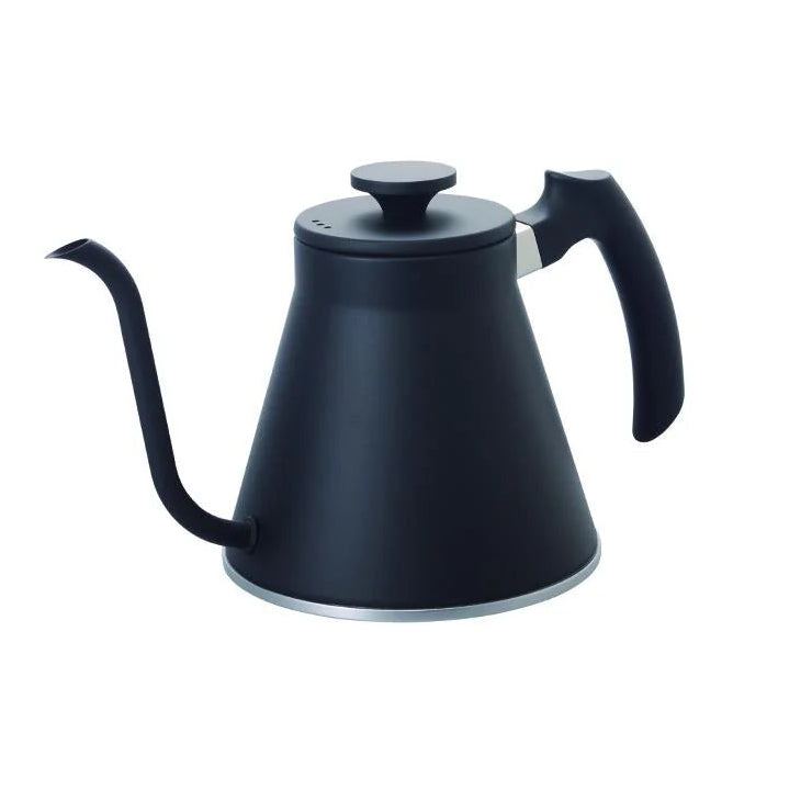 Black gooseneck kettle on a white background