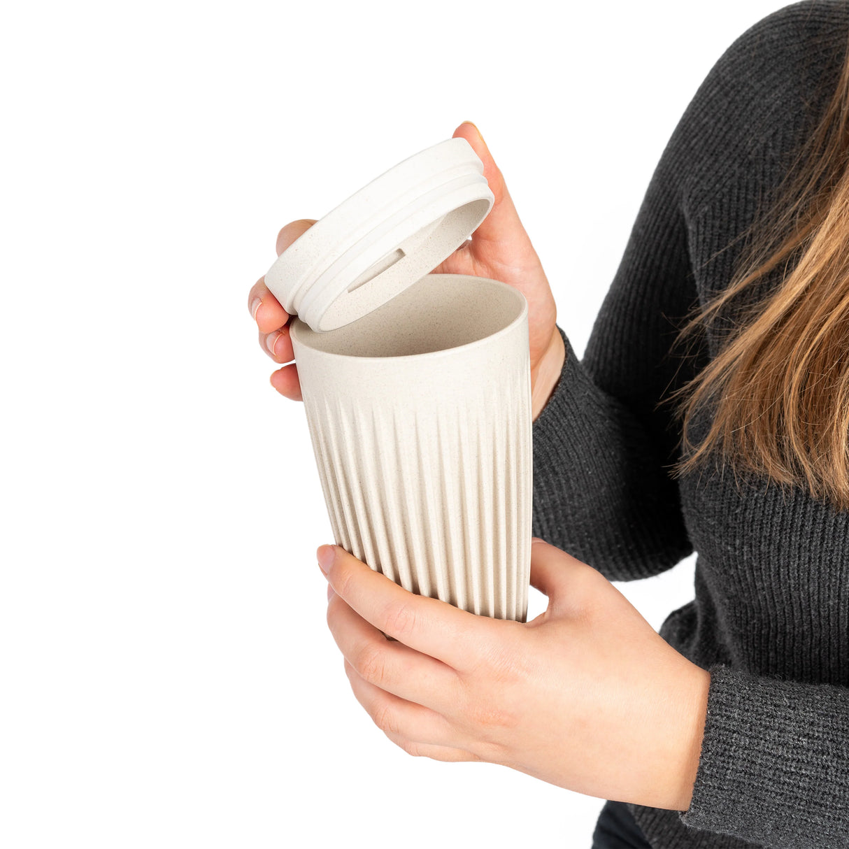 Huskee Reusable 12oz Coffee Cup with Lid - Natural