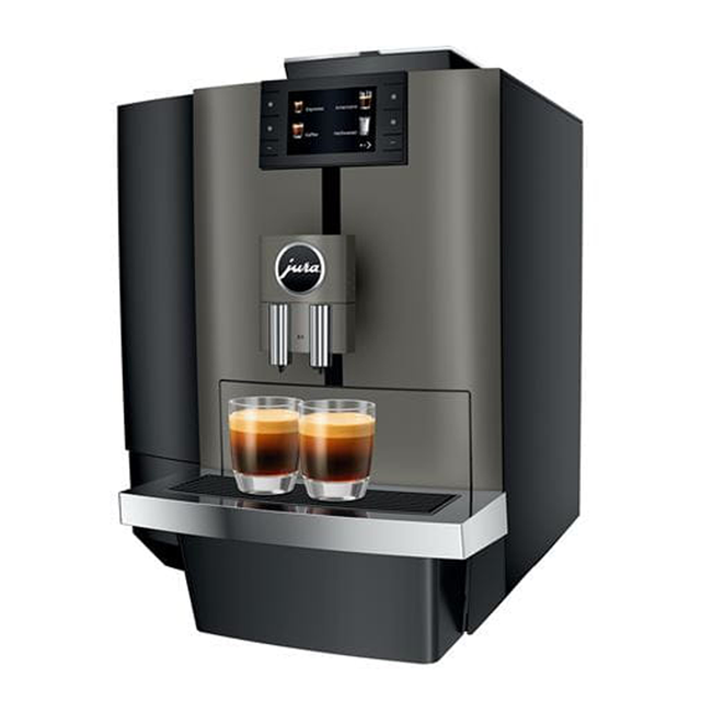 Jura Bean-to-Cup Coffee Machine in Dark Inox with advanced brewing technology and intuitive touchscreen for professional coffee service.