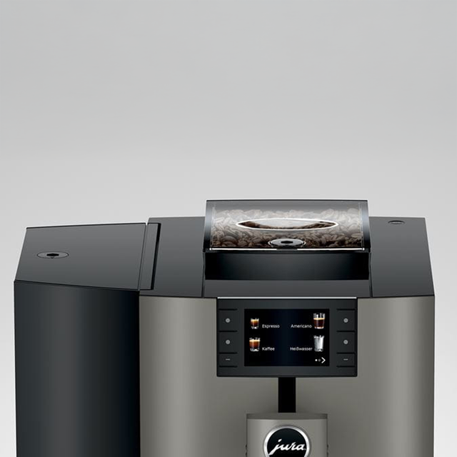 Jura Bean-to-Cup Coffee Machine in Dark Inox with advanced brewing technology and intuitive touchscreen for professional coffee service.