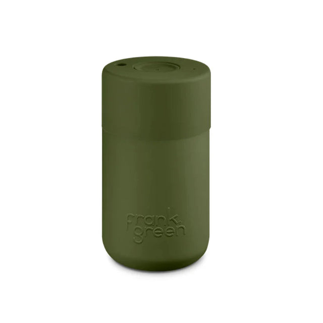 Frank Green 12oz/340ml Ceramic Reusable Cup with Button Lid - Khaki | Redber Coffee