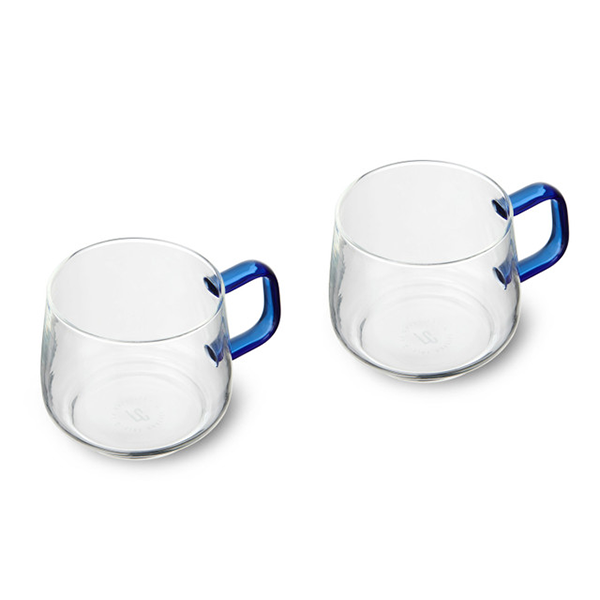 La Cafetiere Glass Mug, Set of 2, 275ml - Blue Glass Handle