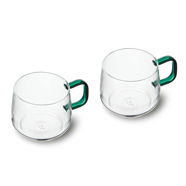 La Cafetiere Glass Mug, Set of 2, 275ml - Green Glass Handle