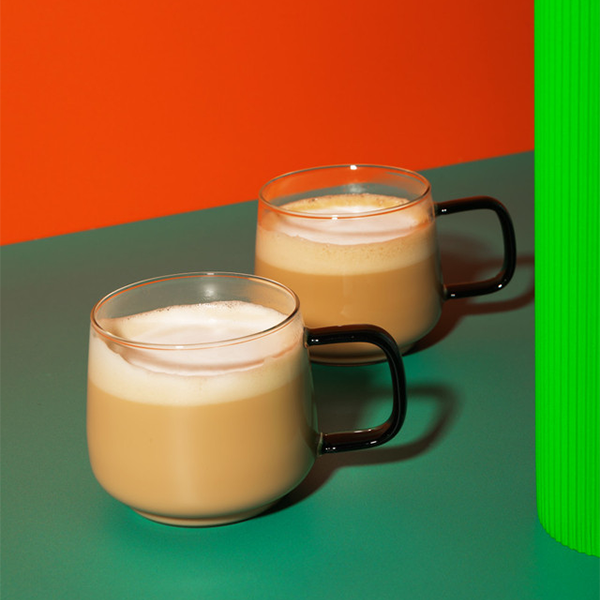 La Cafetiere Glass Mug, Set of 2, 275ml - Green Glass Handle