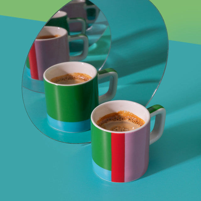La Cafetière Ceramic Espresso Cup 120ml - Pink and Red Utopian Lines