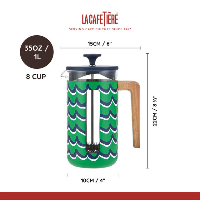 La Cafetière Pisa 8 Cup 1L Stainless Steel Cafetiere - Cyan Tides