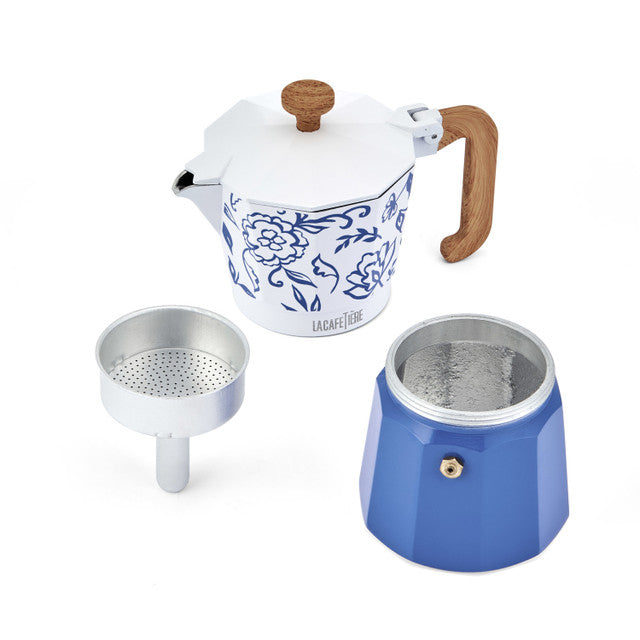 La Cafetière Venice 6 Cup Aluminium Stovetop Coffee Maker - Blu Fiorato