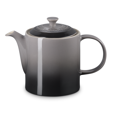 Gray teapot with a white stripe on a white background
