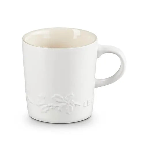 Le Creuset Stoneware Holly Cappuccino Mug 200ml - White