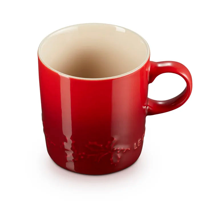 Le Creuset Stoneware Holly 200ml Cappuccino Mug - Cerise I Redber Coffee