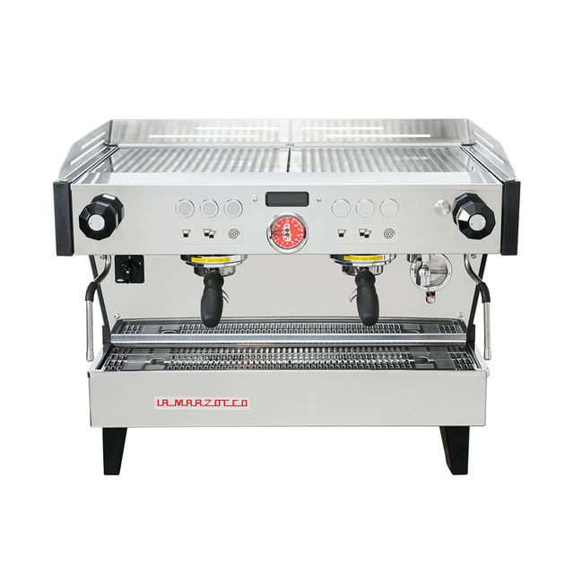 La Marzocco Linea PB espresso machine in stainless steel finish, featuring eco mode for energy efficiency during off-peak hours.