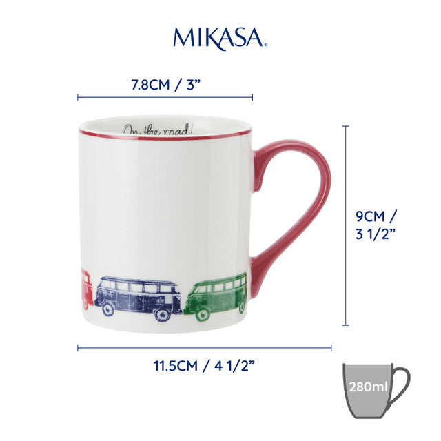 Mikasa Straight-Sided Porcelain Mug, 280ml - Camper Van, Redber Coffee