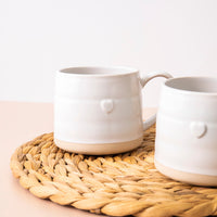 Mikasa Farmhouse Heart Stoneware Mugs, Set of 2, 380ml - White, Redber Coffee