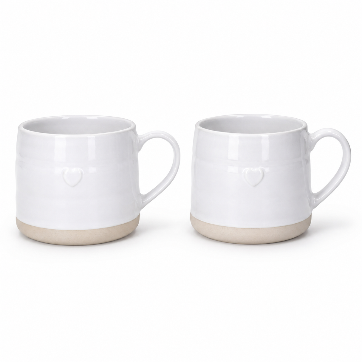 Mikasa Farmhouse White Stoneware Mugs, Set of 2, 380ml - Heart