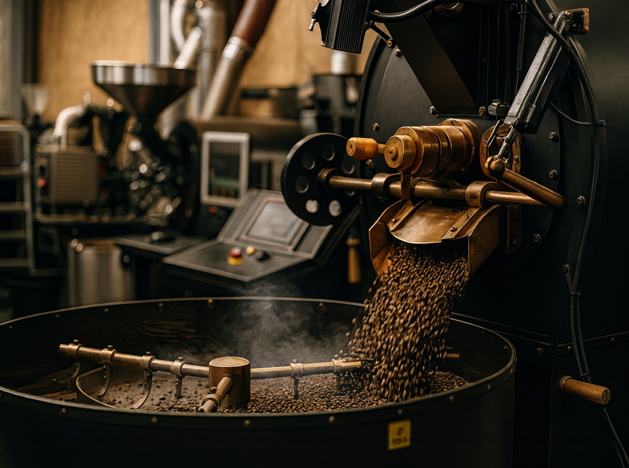 Coffee roasting process in a professional coffee roaster