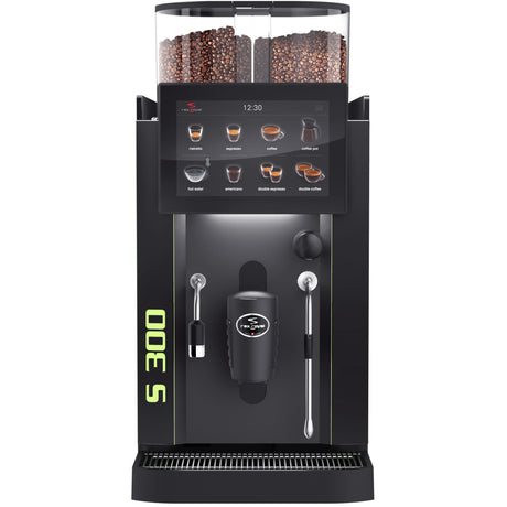 Rex-Royal S300 bean-to-cup coffee machine, designed for high-capacity environments like cafΓ©s, restaurants, and hotels. Features a 10.1-inch touchscreen, advanced milk system for cappuccinos and lattes, and customisable options. Swiss-engineered for reliable, consistent barista-quality coffee and seamless operation in busy settings