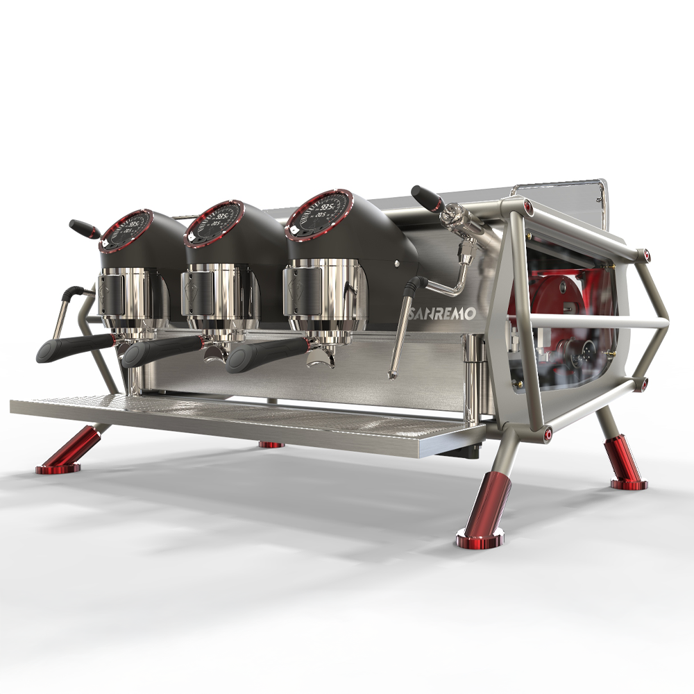 Sanremo Cafe Racer espresso machine – high-performance multi-boiler system with PID control, energy-saving features, and customisable design for professional coffee shops.